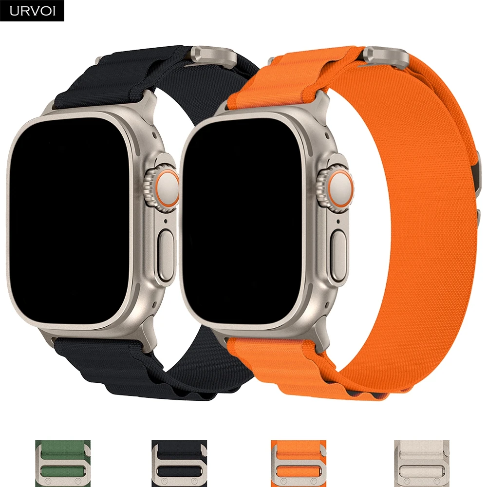 URVOI Alpine Loop für Apple Watch Ultra 3 2 Armband Metallring Serie 11 10 9 8 7 6 SE Polyesterband für iWatch G-Hakenverschluss 49 mm