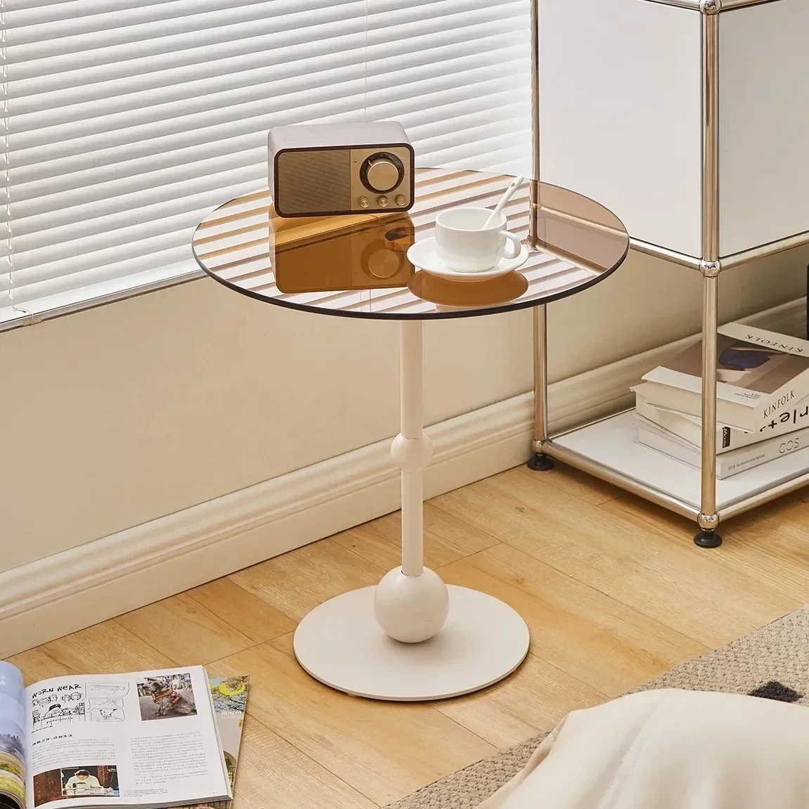 Creativity Nordic Creative Home Glass Coffee Table Apartment Living Room Sofa Side Table Simple Modern Designer Stainless Steel