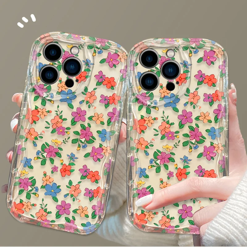 Casing penutup ponsel iPhone, casing bunga grafiti untuk iPhone 14 13 12 15 Pro Max 11 Pro XS Max XR X 8 7 6 6S Plus SE gadis lucu TPU