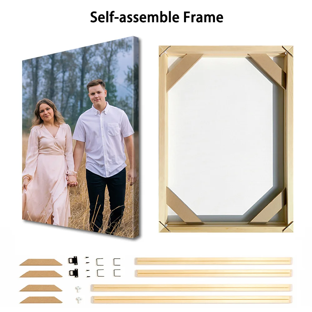 1 Pc Custom Photos with DIY Wood Frame or frameless poster,Custom Wedding Photo,idea gift,Personalized Canvas Painting