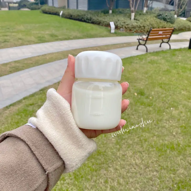 250Ml Mini Glass Water Bottle Heat Resistance Transparent Drinking Bottles Cute Juice Coffee Milk Tumblers for Kids Student