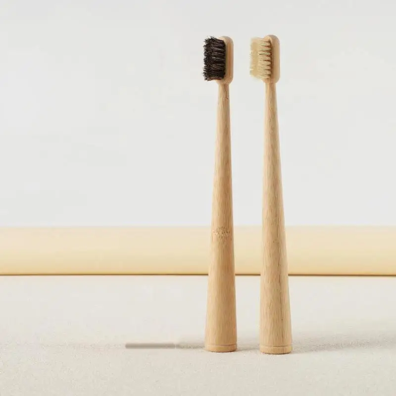 Hot Sale 1Pc/4Pcs Horse Bristle Bamboo Toothbrush Luxurious Soft Quick Dry Biodegradable Plastic Nylon Free