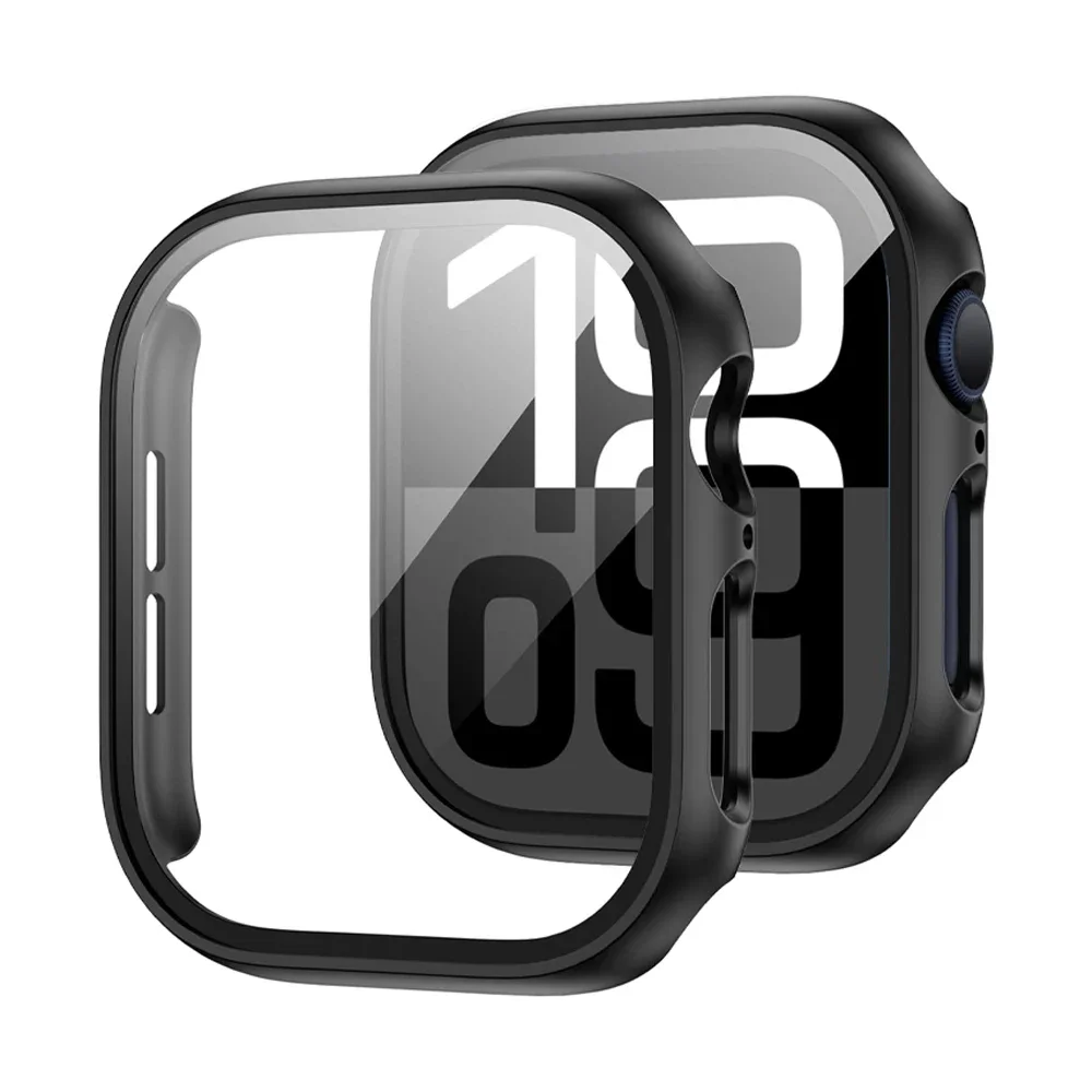 Cover For Apple Watch Case 10/9/8/7/6/5/SE 46mm 42mm 45mm 44mm 41 40 PC bumper Screen Protector Tempered Glass iWatch Protective