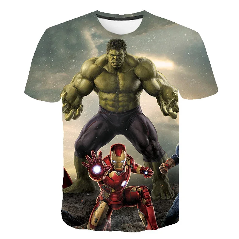 New Marvel Superhero Hulk T-shirt Boys' Clothing Children's T-shirt Spider Man Children's Top T-shirt Summer Short Sleeve