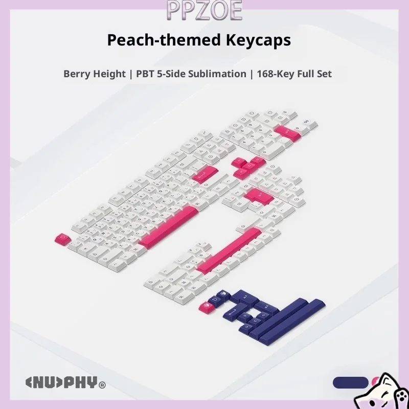 NuPhy Dark‑Peach Low‑Profile Keycaps Berry Profile 5‑Side Dye‑Sub PBT Anti‑Shine 168‑Key Kit Custom Keycap Set for Mechanical