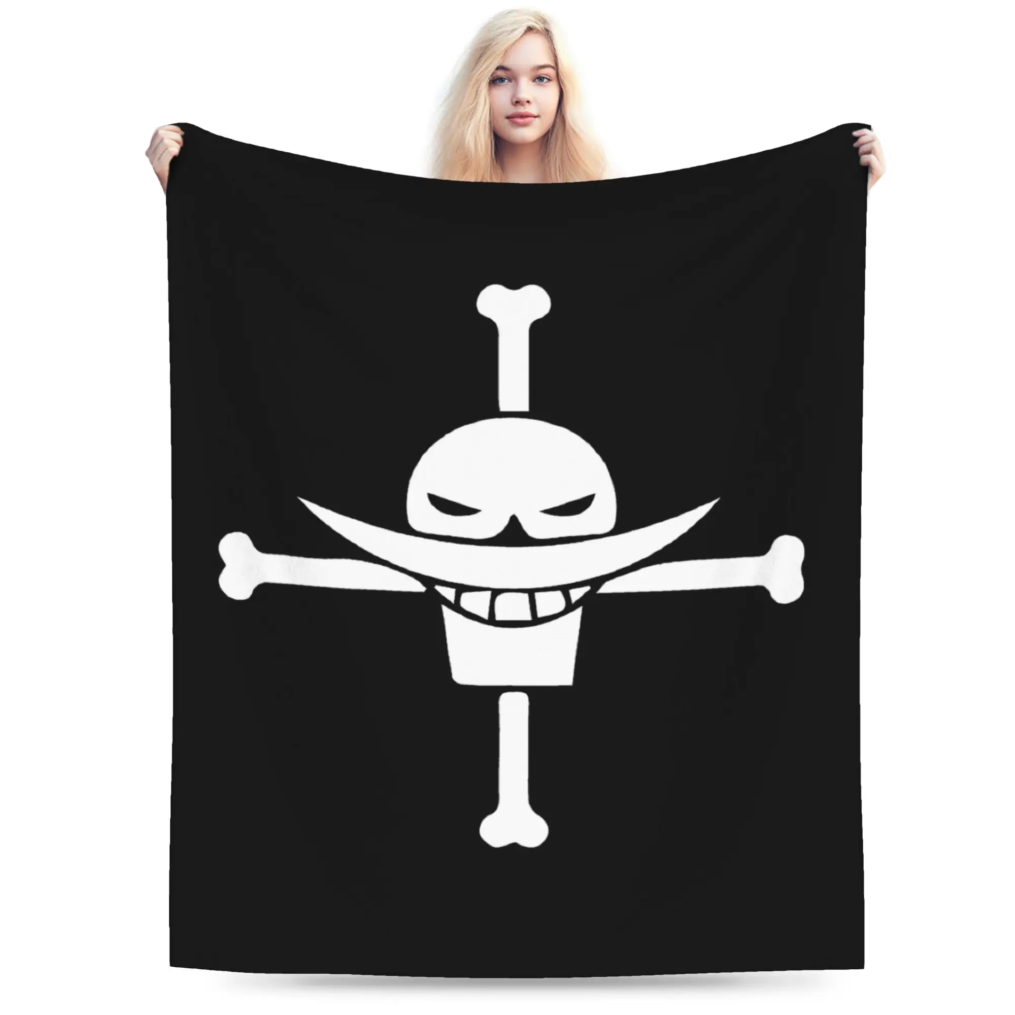 Whitebeard Pirate Flag Ones Pieces Blanket Fleece Autumn/Winter  Breathable Super Warm Throw Blankets for Home Couch Bedspreads