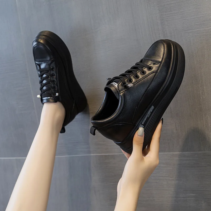 

High Top Platform Wedge Sneakers For Women With Lace Up And Side Zipper Design Round Toe Non Slip Thick Sole Comfortable Casual