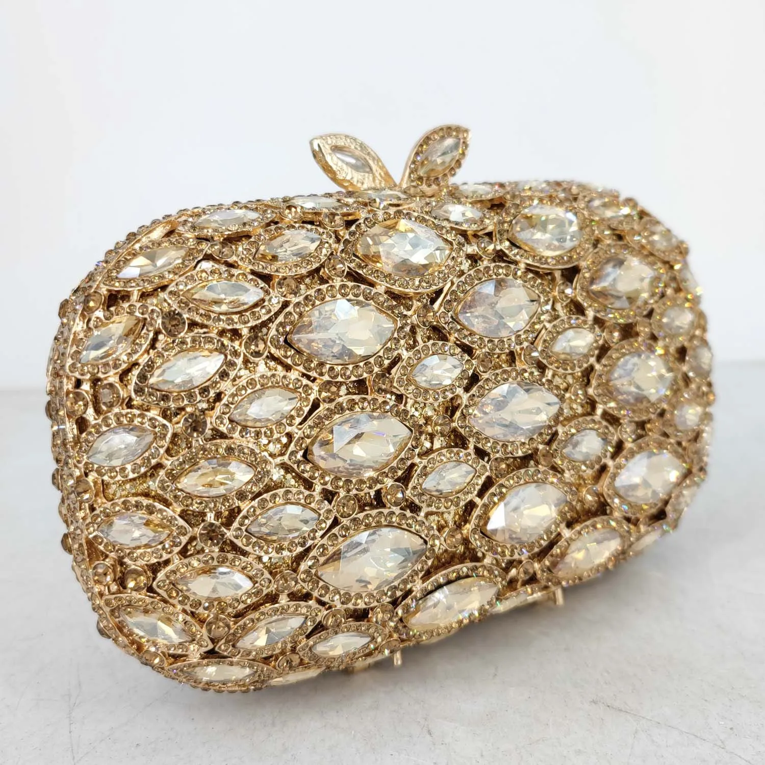 Boutique De FGG Women Gold Evening Bags Wedding Party Dinner Crystal Clutch Bridal Rhinestone Hand Bags and Purses