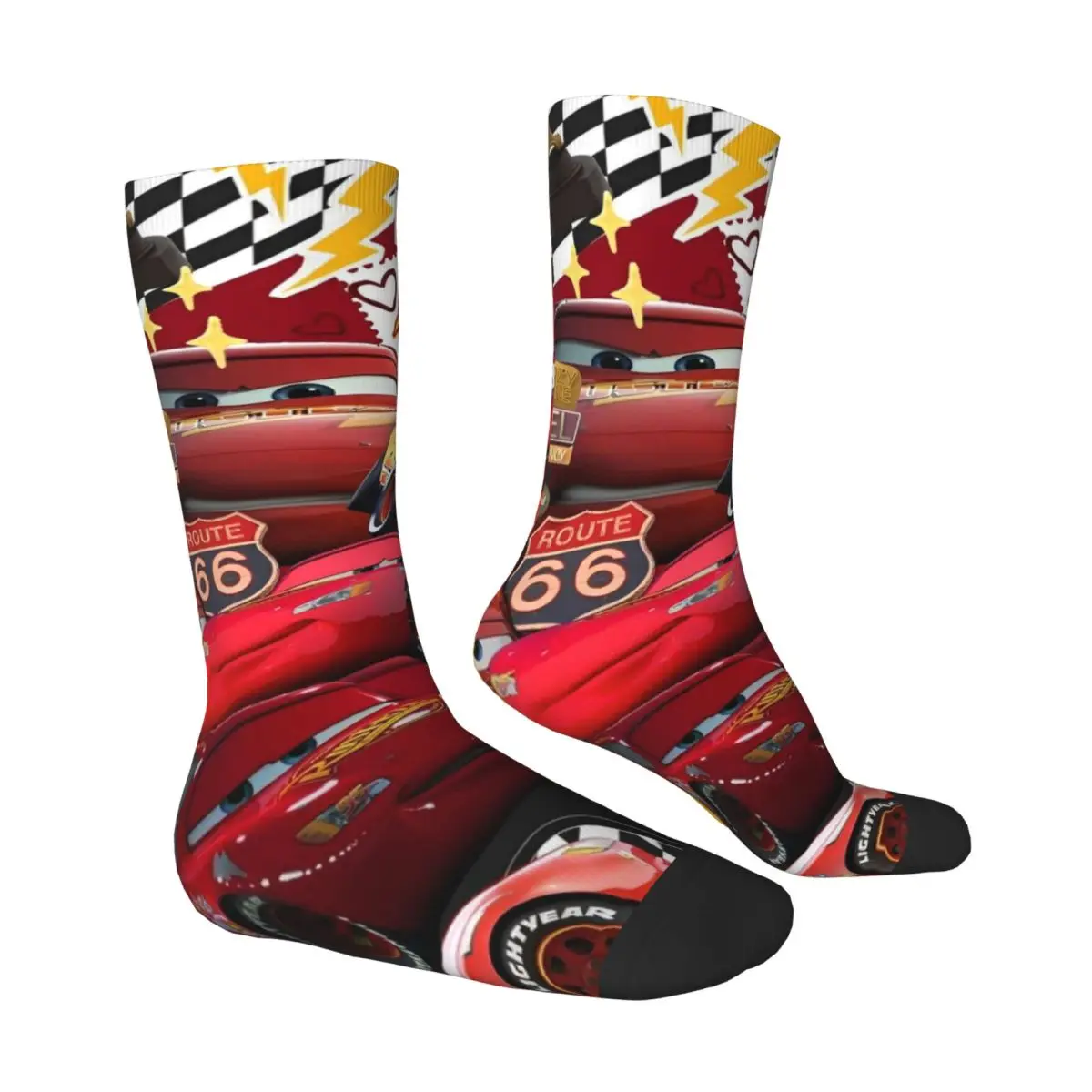 Rains McQueen-Chaussettes de course respirantes coordonnantes pour hommes et femmes, bas de voiture rouges de dessin animé, chaussettes d'automne élégantes, numéro 95