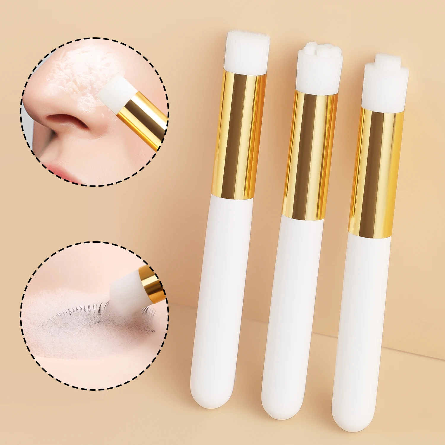 3Pcs Nose Washing Brushes,Soft Foam Nose & Lash Cleanser Brush,Blackhead Remover For Nose Pores