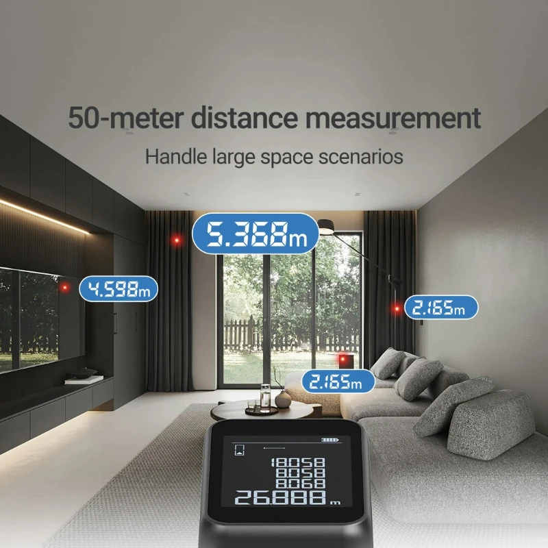ATuMan LSA Laser Rangefinder 50m High Precision Handheld Distance Measurement Tool Large Screen Display