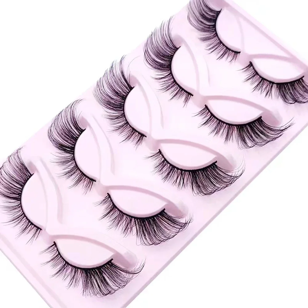 5 pairs Dramatic Volume Fox Eye Cat Eye Soft 3D Faux Mink False Eyelashes - Enhance Your Eye Look with Long, Lush Lashes