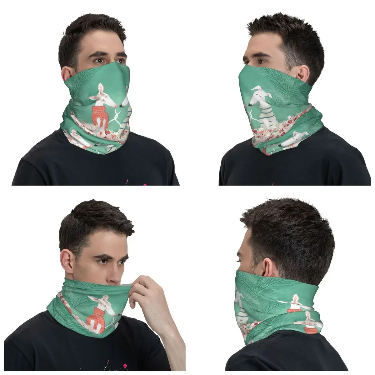 Greyhound In Love Whippet Greyhounds Bandana Winter Neck Warmer Men Windproof Wrap Face Scarf for Hiking Gaiter Headband