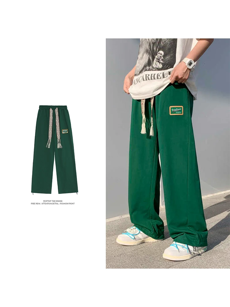 

Mr. WH American Vibe Retro Straight Leg Sweatpants Men's Casual Pants High Street Wide Leg Spor Trousers Spring Autumn