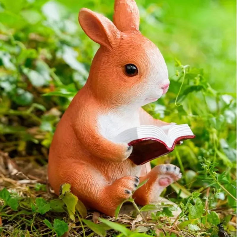 Resin Garden Hare Adorable Design Hare Garden Decoration Cute Hare Figurine Detailed Carving Outdoor Decoration for Patio
