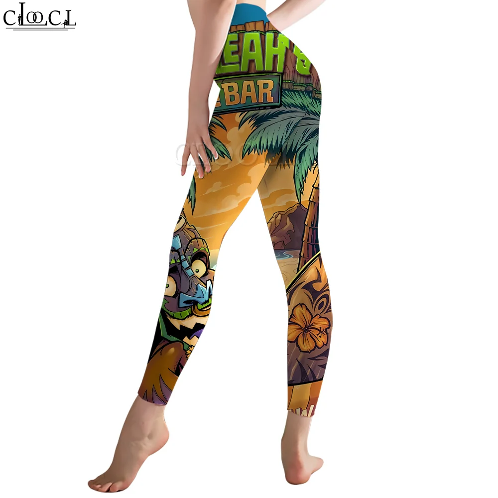 CLOOCL Pantaloni da donna con motivo cartoon stampato in 3D per allenamento femminile Push Up da jogging Pantaloni elastici a vita alta