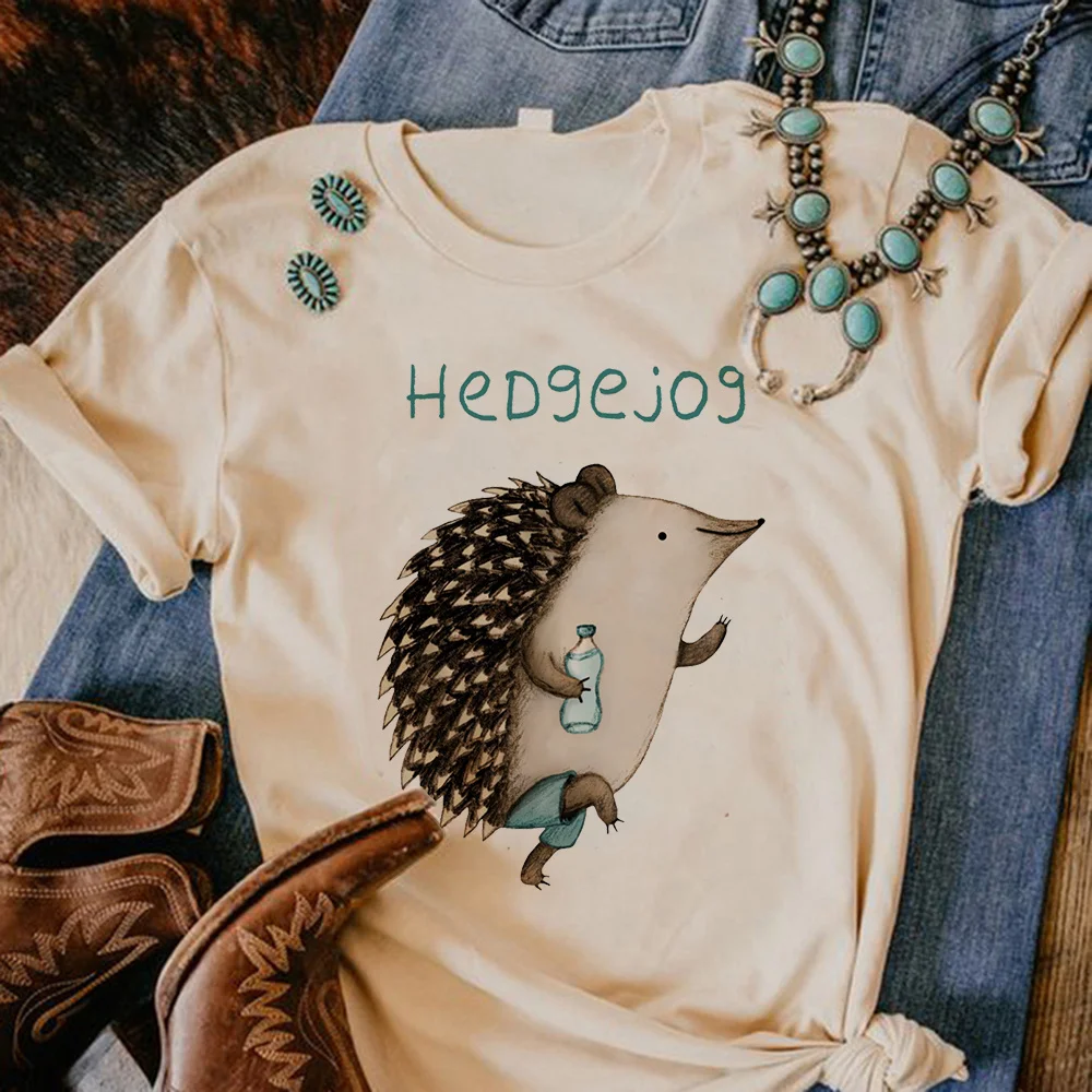 Hedgehog tshirt women harajuku Y2K funny t-shirts girl streetwear designer comic clothing