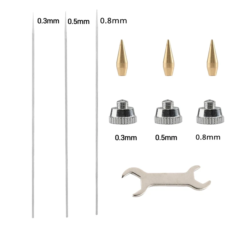 10 Pieces Airbrush Nozzle Cap Kit Airbrush Needle Replacement Parts With Wrench And Airbrush Cleaning Kit