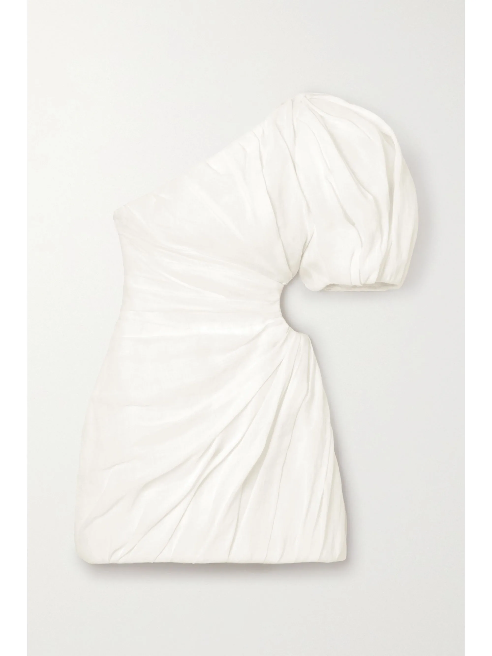 Elegant Fashion White Women Swimsuit Puff Sleeve Off-The-Shoulder Sleeveless Slanted Shoulder Open-Waisted Solid Color Beach