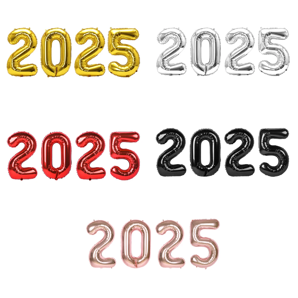 4 Stück 16/32 Zoll 2025 Zahlenfolienballons 2025 Neujahrsdekorationen Luftballons Neujahr Partydekorationen Frohes Neues Jahr 2025