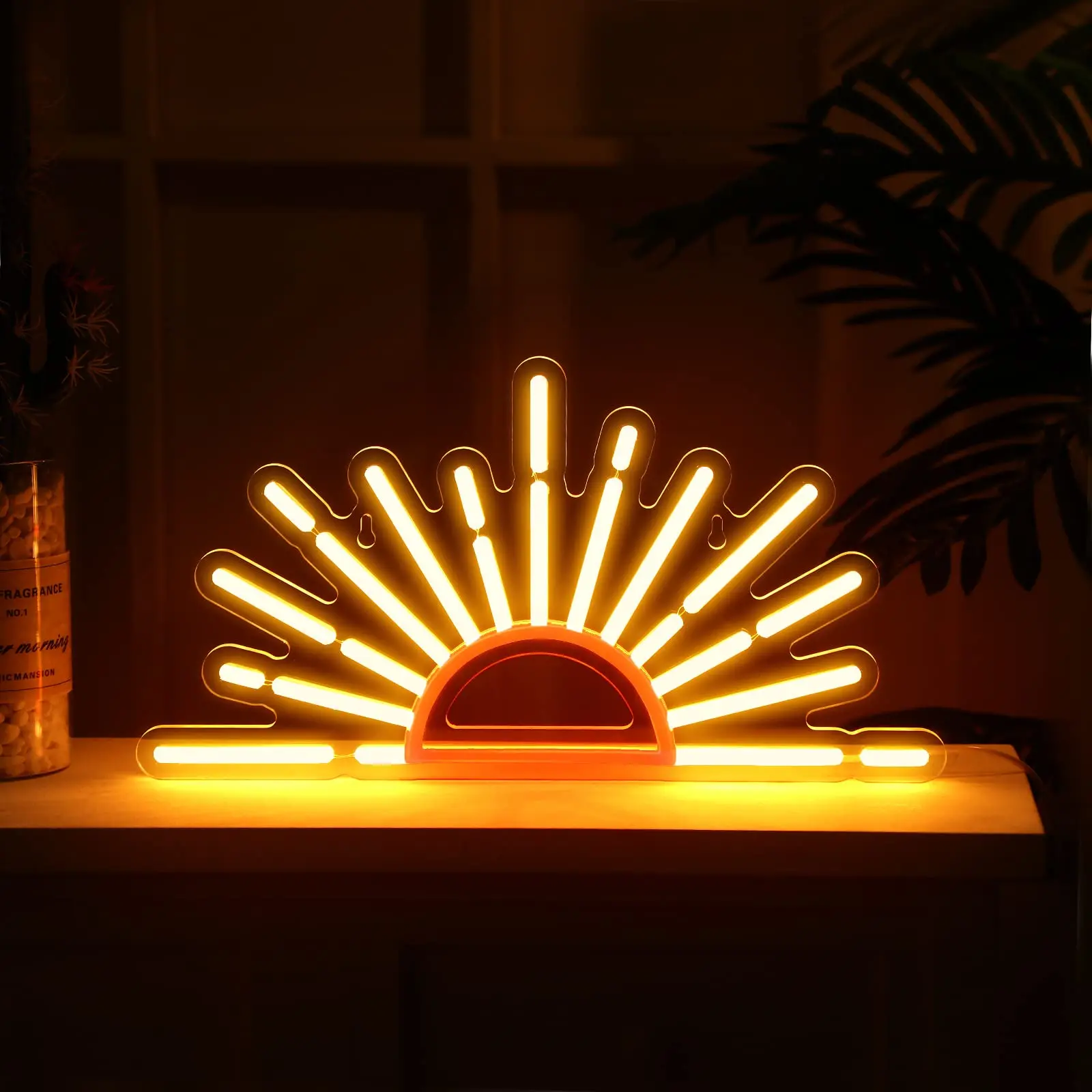 Sun Neon Sign LED Wall Art USB Night Light for Bedroom Living Room Office, Warm Orange Glow, USB Powered, Perfect Wall Decor
