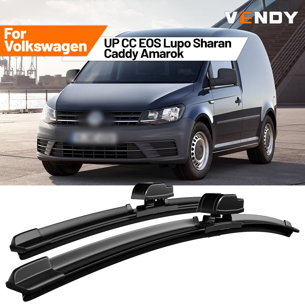 Para Volkswagen UP CC EOS Lupo Sharan Caddy Amarok, 2 Piezas, Escobillas Limpiaparabrisas Delanteras, Cepillos de Goma, Accesorios para Automóviles