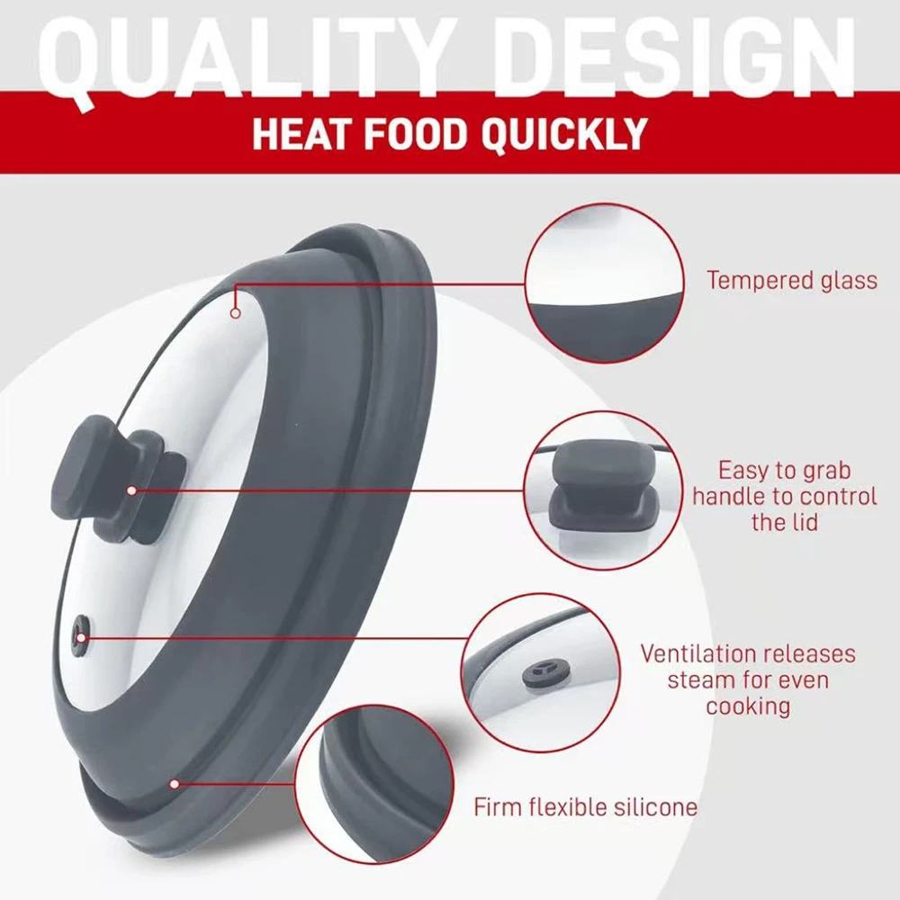 Microwave Splatter Cover Glass Cover 10.5 inches Foldable Plate Cover 9 inches Silicone Splash Guard Cover Microwave Oven lid