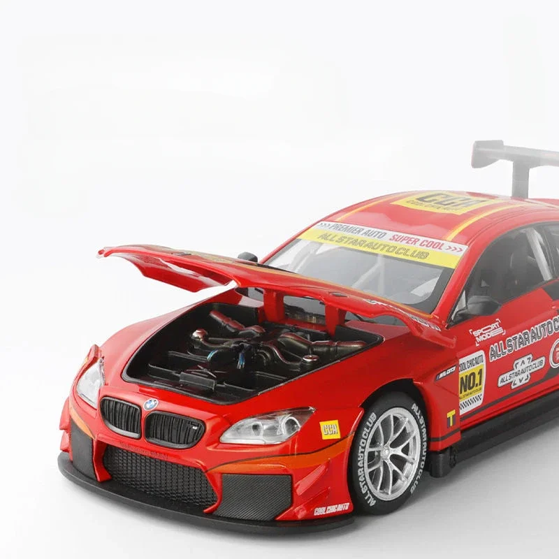 BMW-合金車モデルm6gt3,1:24モデル,ヒップスタープレイショーピース,子供のおもちゃ,男の子のスポーツカー