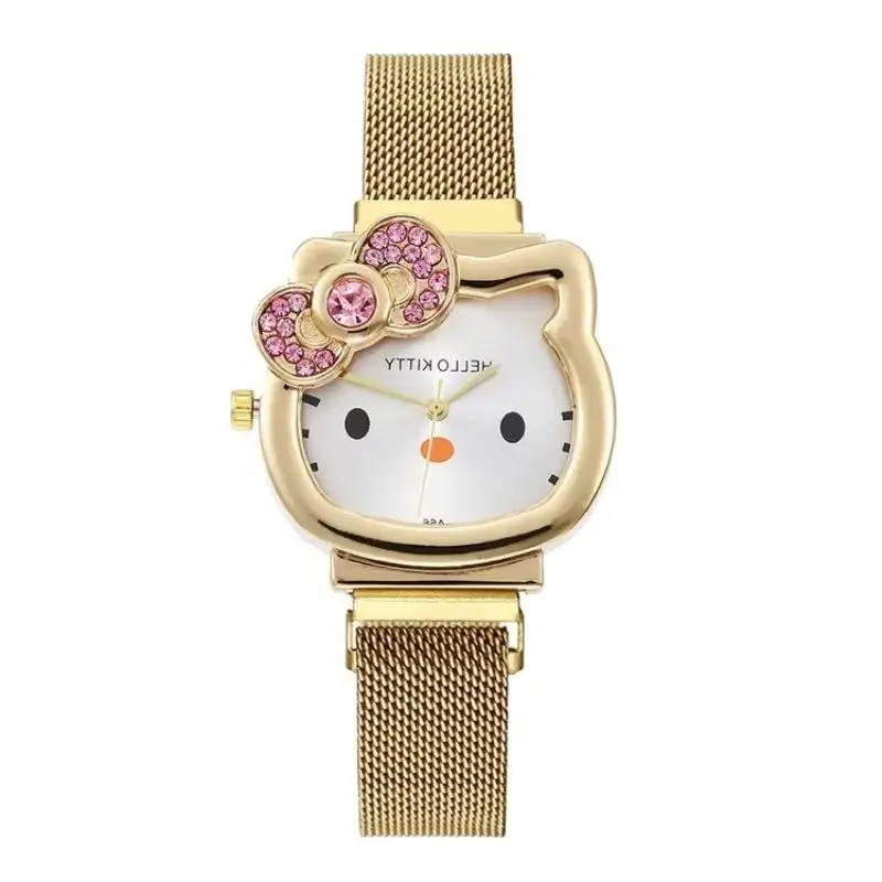 Sanrios Hello Kitty montre à Quartz femmes étudiants Kawaii Ashion montre avec bracelet en acier Anime mignon haute qualité montres décontractées
