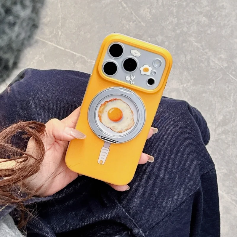 

Funny Egg Magnetic Stand Case For iPhone 17 16 15 Pro Max Shockproof Cover Protective