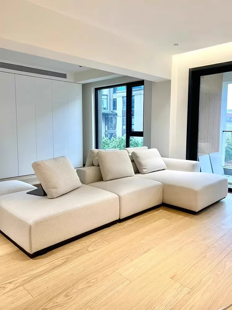 أريكة بسيطة من الخلف إلى الخلف على الوجهين، مجموعة وحدات، قاعة أفقية فاخرة وخفيفة الوزن، أريكة مربعة مسطحة كبيرة