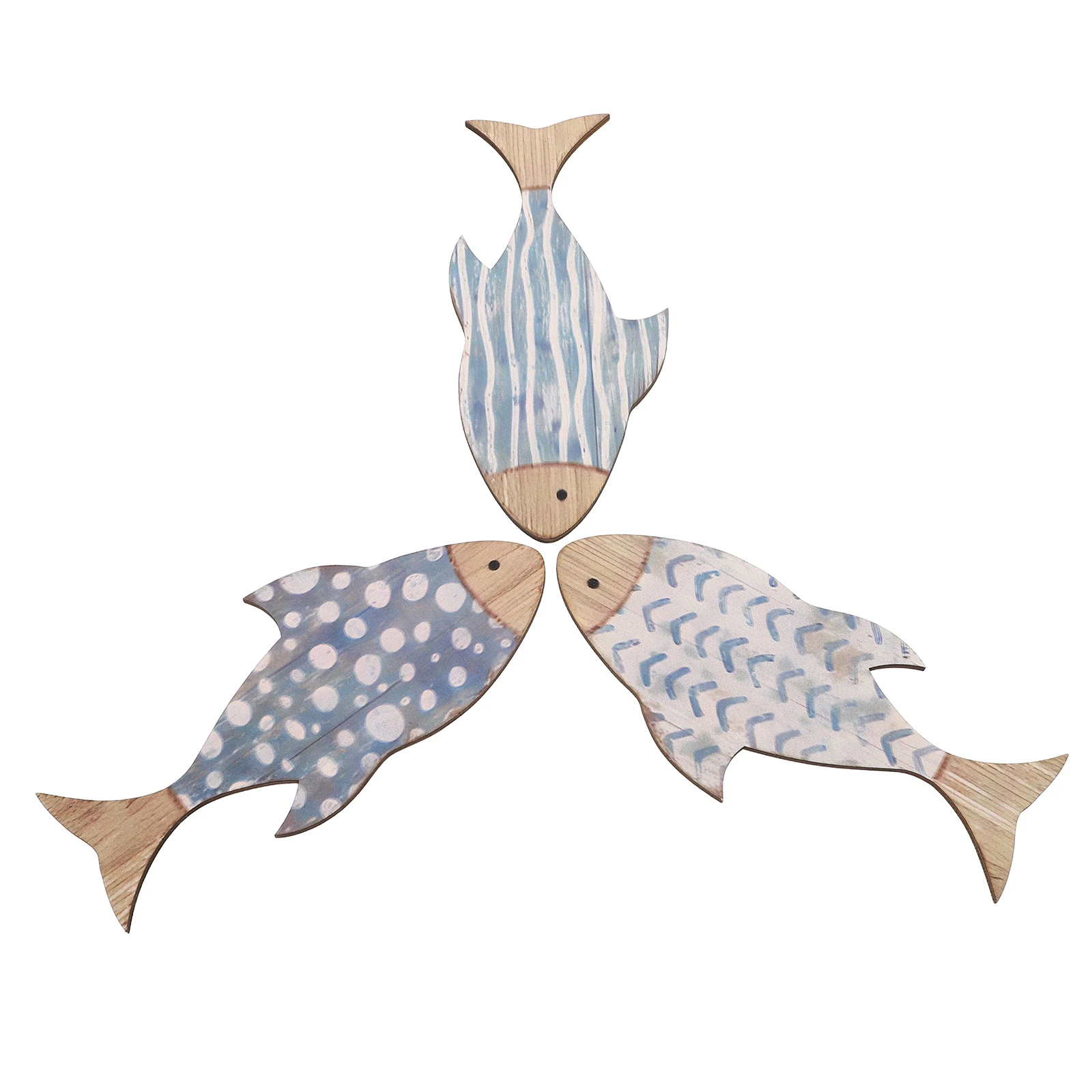 

3pcs Wooden Fish School Wall Art Beach Themed Home Decor Coastal Lake House Nautical Art Marine Decor Wooden Fish