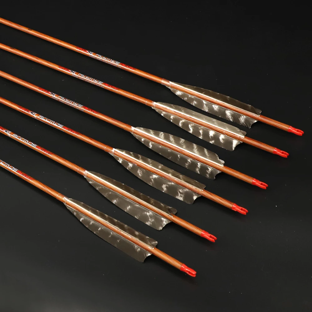 6/12pc 32 inch Wood Skin Carbon Arrows Spine 400  500 550 600 700 With 5