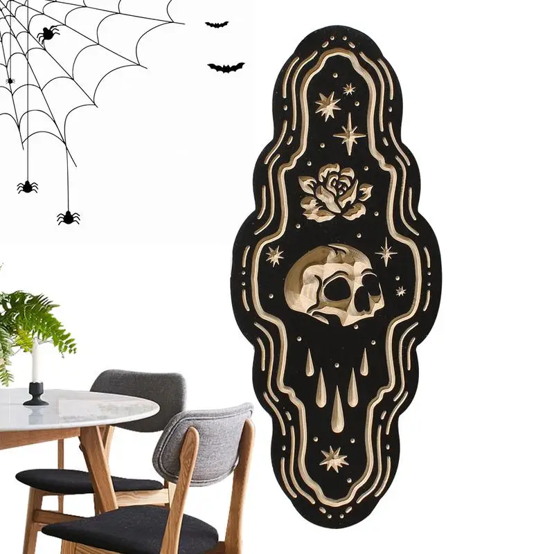 Decorative Skeleton Wall Decor Wooden Halloween Wall Decor Rustic Wooden Holiday Decor Wooden Minimalist Wall Pediments