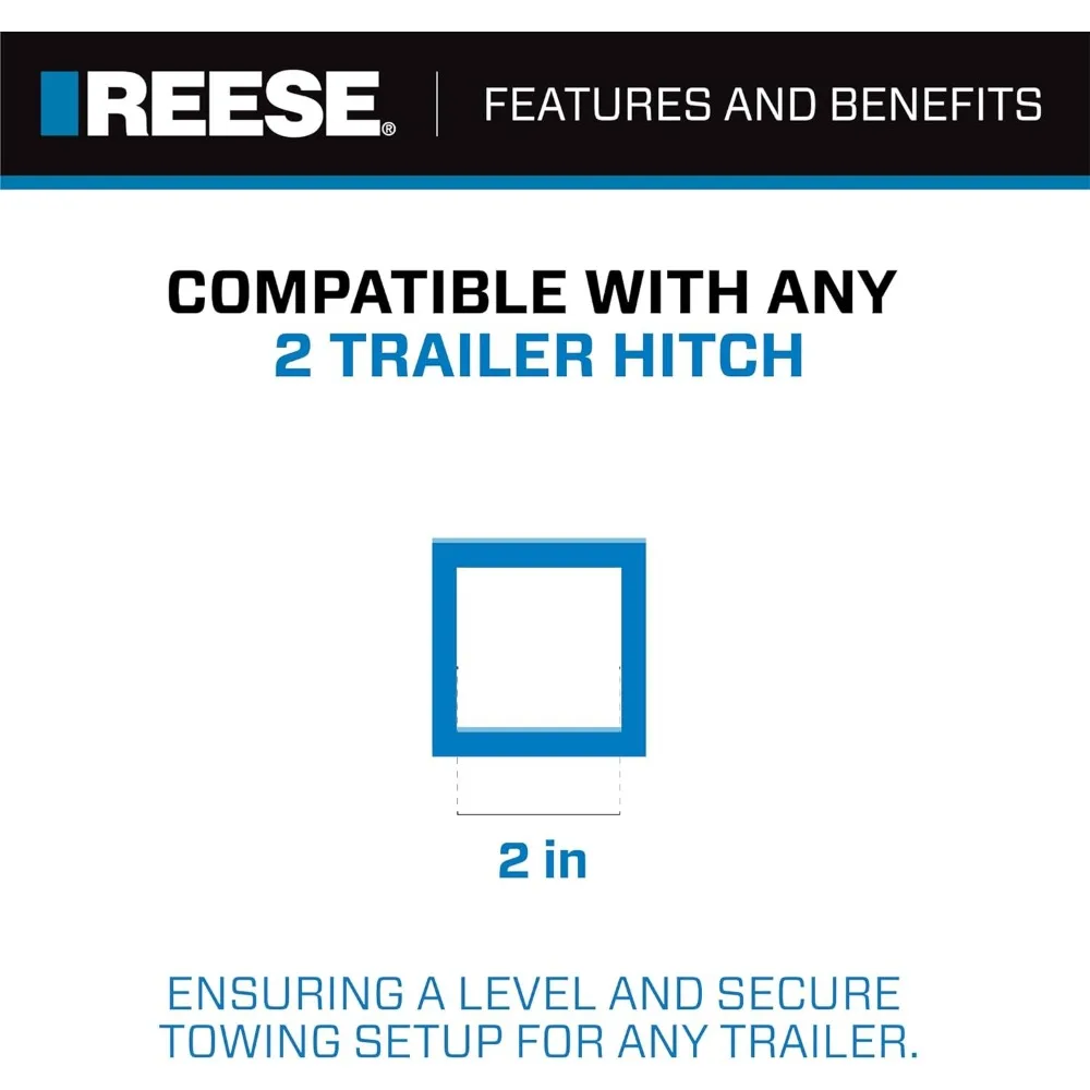 حامل كروي قابل للتعديل شديد التحمل، جهاز استقبال مربع 2 بوصة مناسب، قطرة 5.25 بوصة/ارتفاع 4 بوصة، سعة 5000 رطل #4