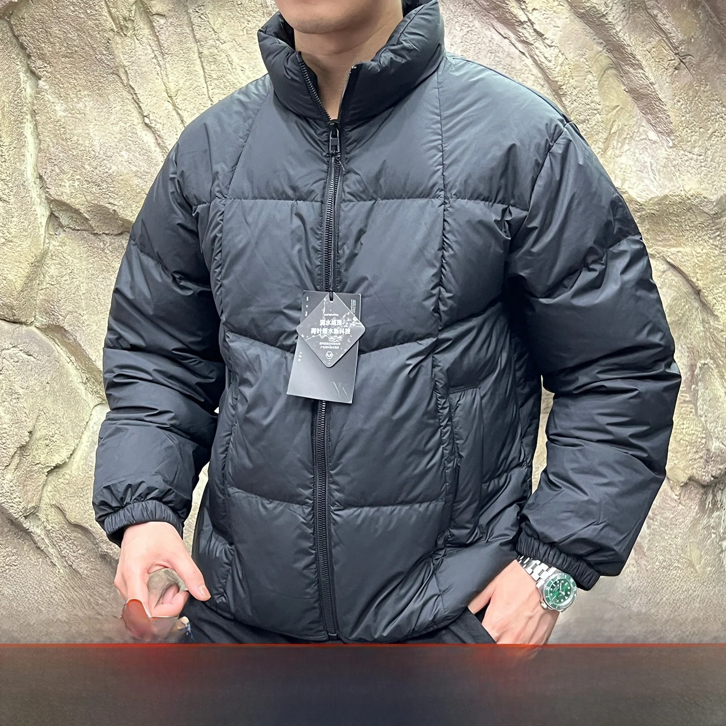 

Water-Resistant 90 White Du down Puffer Jaet Stand Collar Men's High Fluffy Warm Autumn Winter Faion Ci Casual Wear