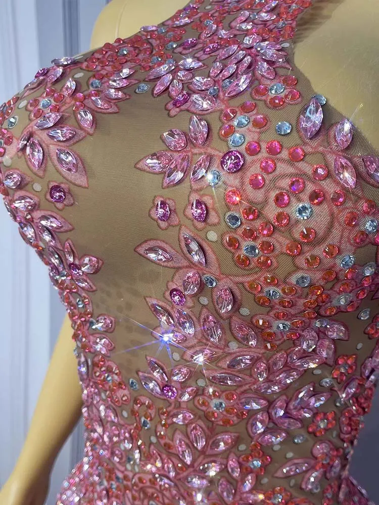 Vestido de malla elástica colgante con cuello Sexy estampado en caliente de alta calidad 2025, nueva moda, ropa personalizada para mujer