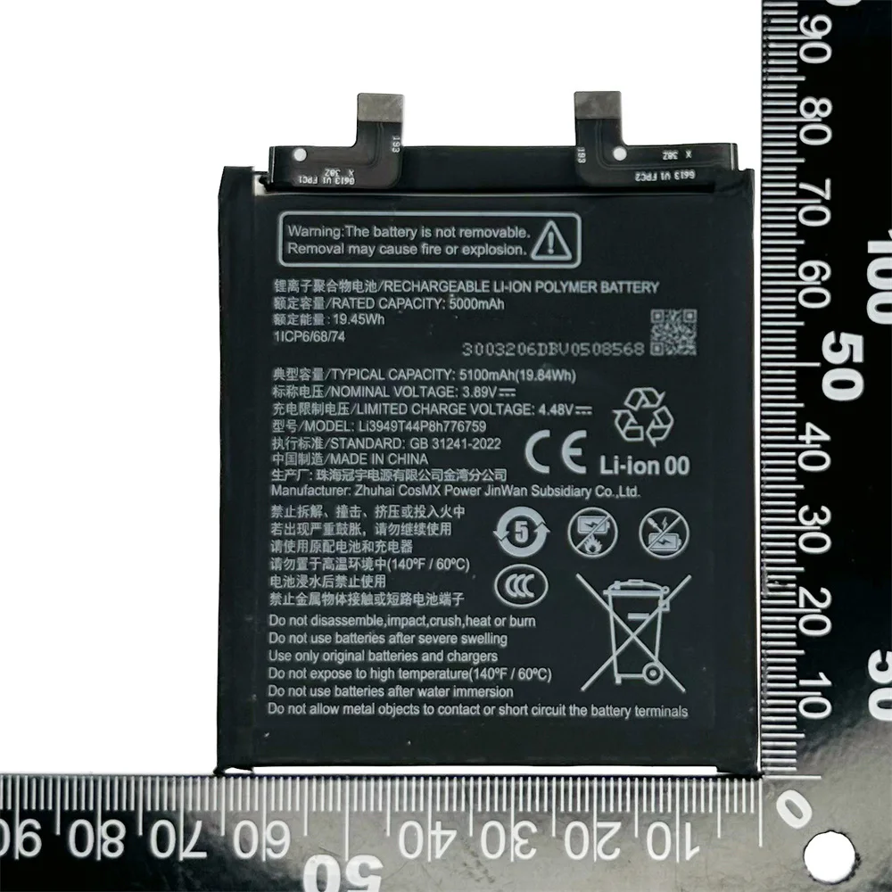 Genuine High Quality  Li3949T44P8h776759 5100mAh Battery for ZTE Nubia Z50S Pro NX713J Phone Replacement Battery Batteria+tools