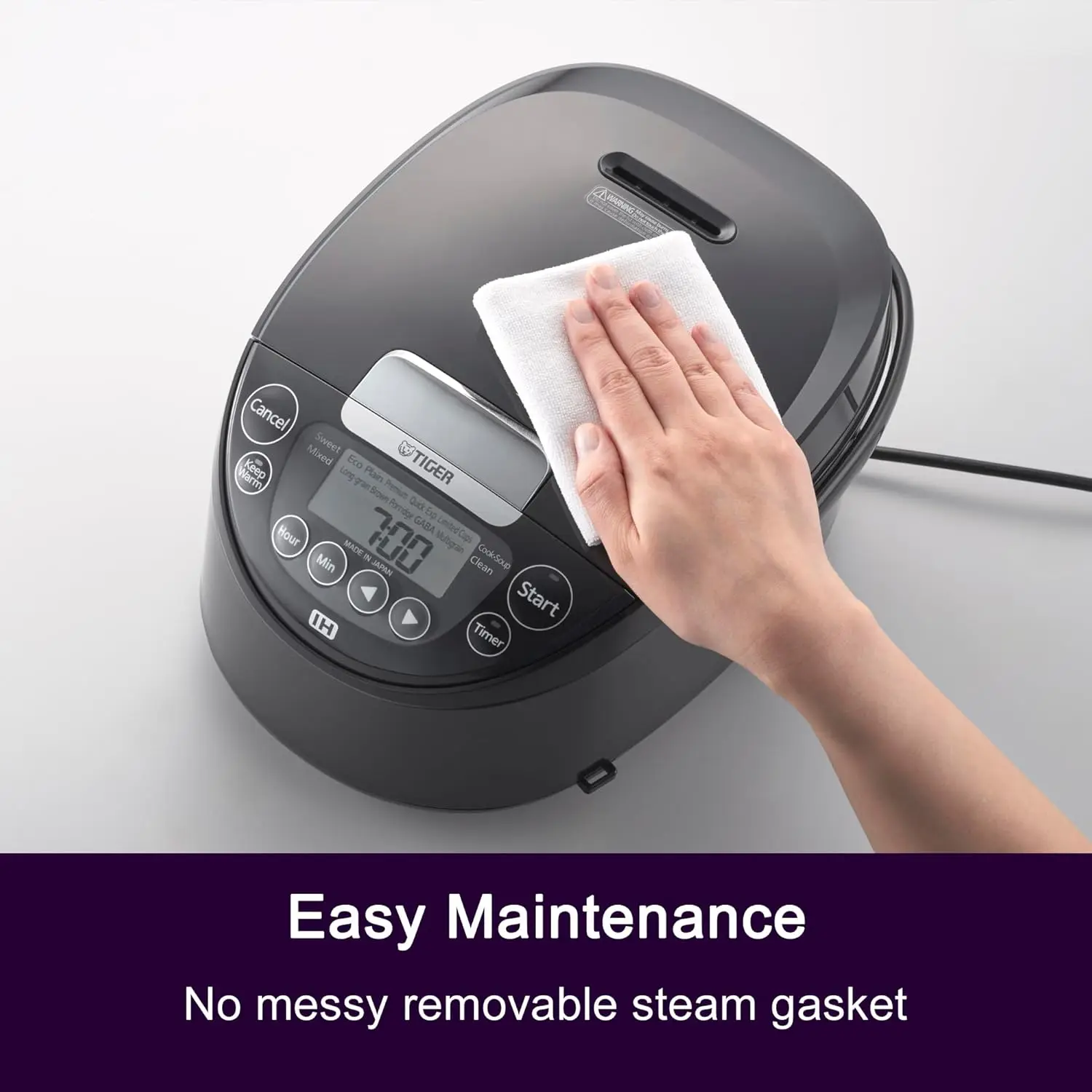 JPW-H10U Reiskocher und Wärmer mit Induktionsheizung, 14-Menü-Voreinstellungen und LCD-Display (5,5 Tassen, Mauve Schwarz)