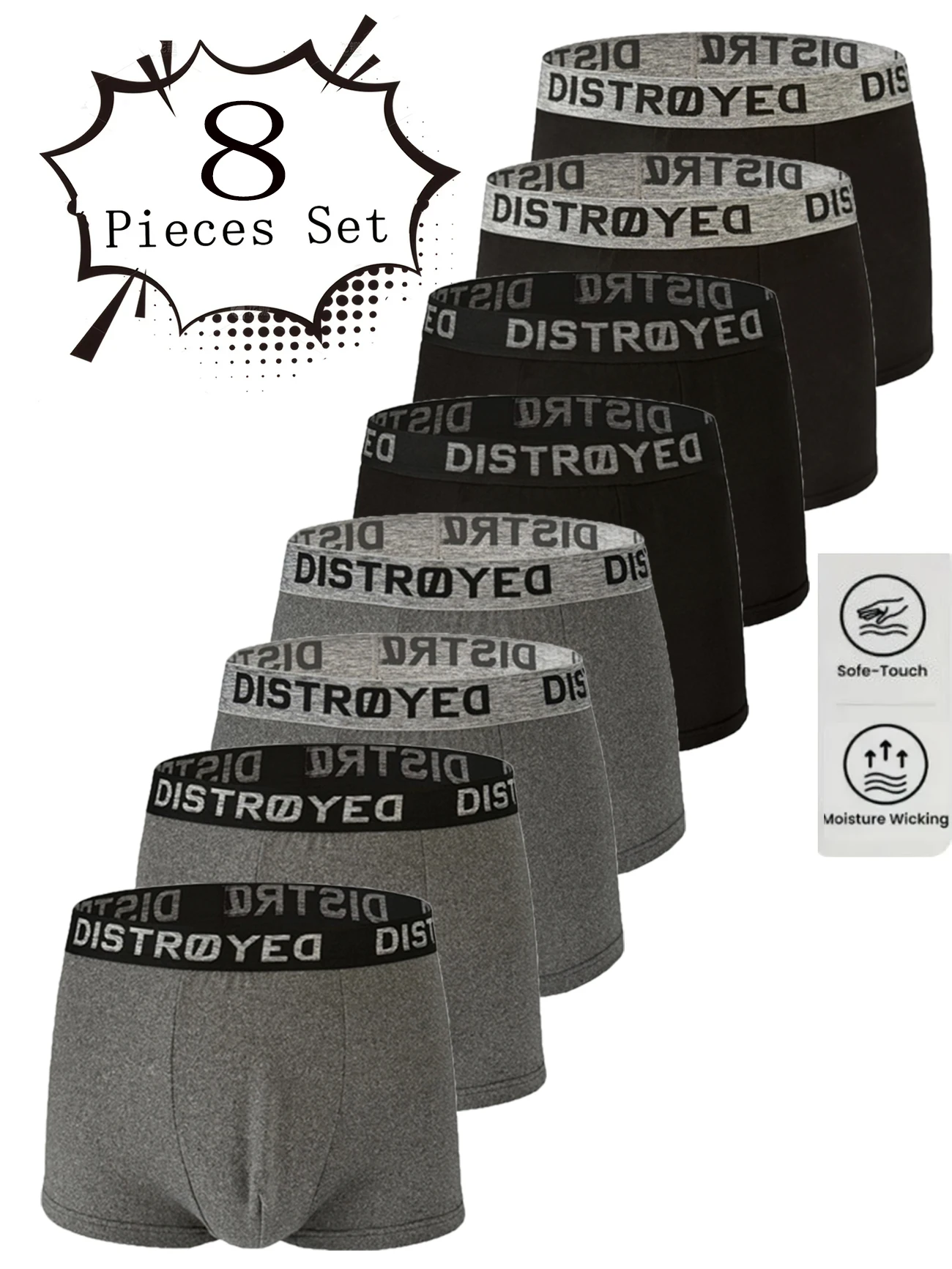 

8pcs/lot Fashionable Underpant Ventil Mens Panties High Elasticity Comfortable Soft Men Underwear Casual Sports Men Underwear