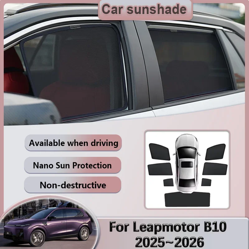 For Leapmotor B10 Accessories 2025 2026 Magnetic Car Mesh Sunshade Window Sunscreen Sun Visor Privacy Curtain Auto Shading Cover