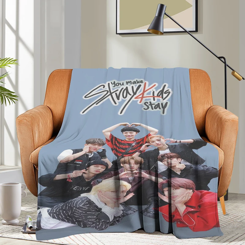 Fleece Blanket Sofa Winter Warm G-Stray G-Kids Kpop King Size Bed Camping Custom Nap Fluffy Soft Blankets Microfiber Bedding