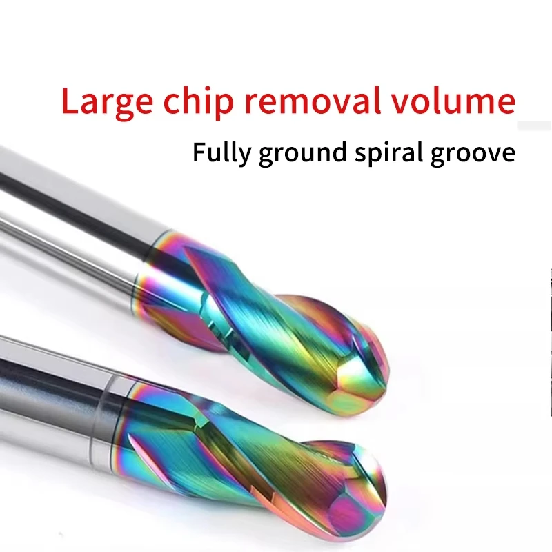 YS HRC58 for Steel Material Endmills 50/70/100mm 2-Flute Ball End Mill Tungsten Carbide CNC Milling Cutter Tools R0.5-R6.0mm