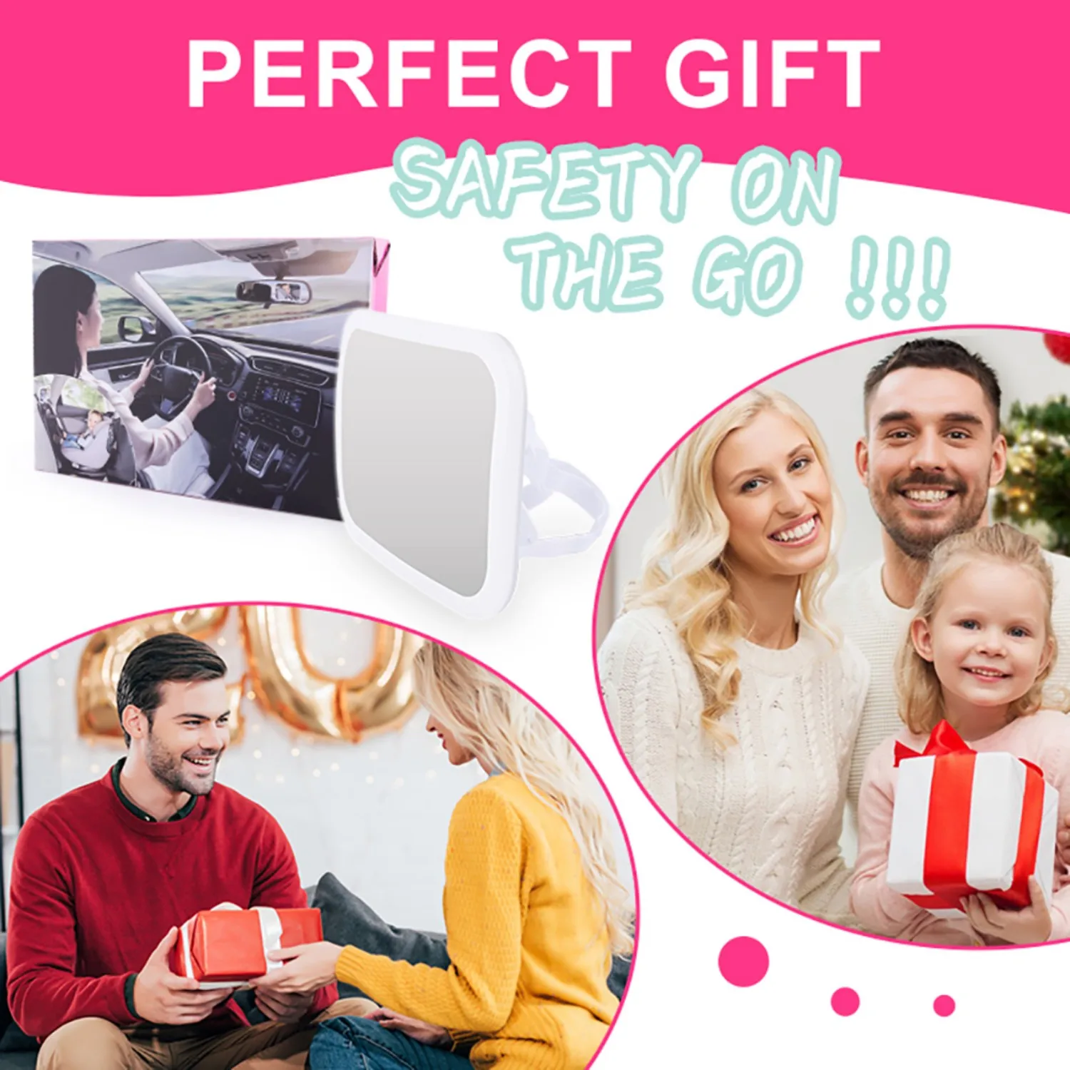 Babysicherer Steckspiegel mit umgebenden LED-Leuchten – bruchsicheres Acryl, Klettverschlusshalterung für Kinderzimmer und Kinderzimmer