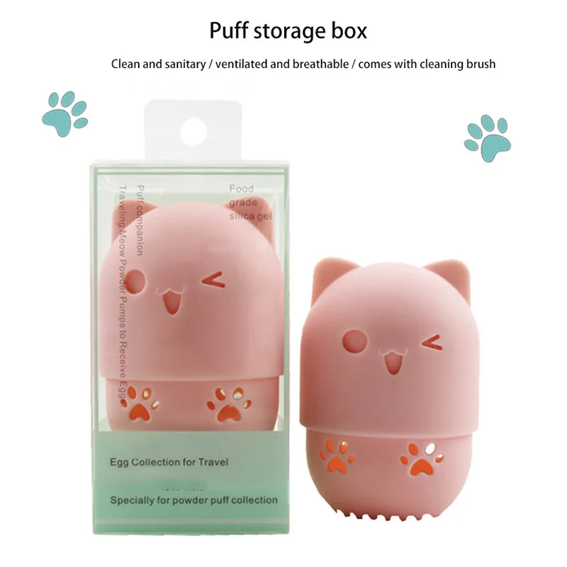 1 قطعة إسفنجة ماكياج من السيليكون حامل نفخة حامل أرفف نفخة خلاط صندوق تخزين تجفيف حامل مسحوق نفخة حامل الجمال ماكياج أداة