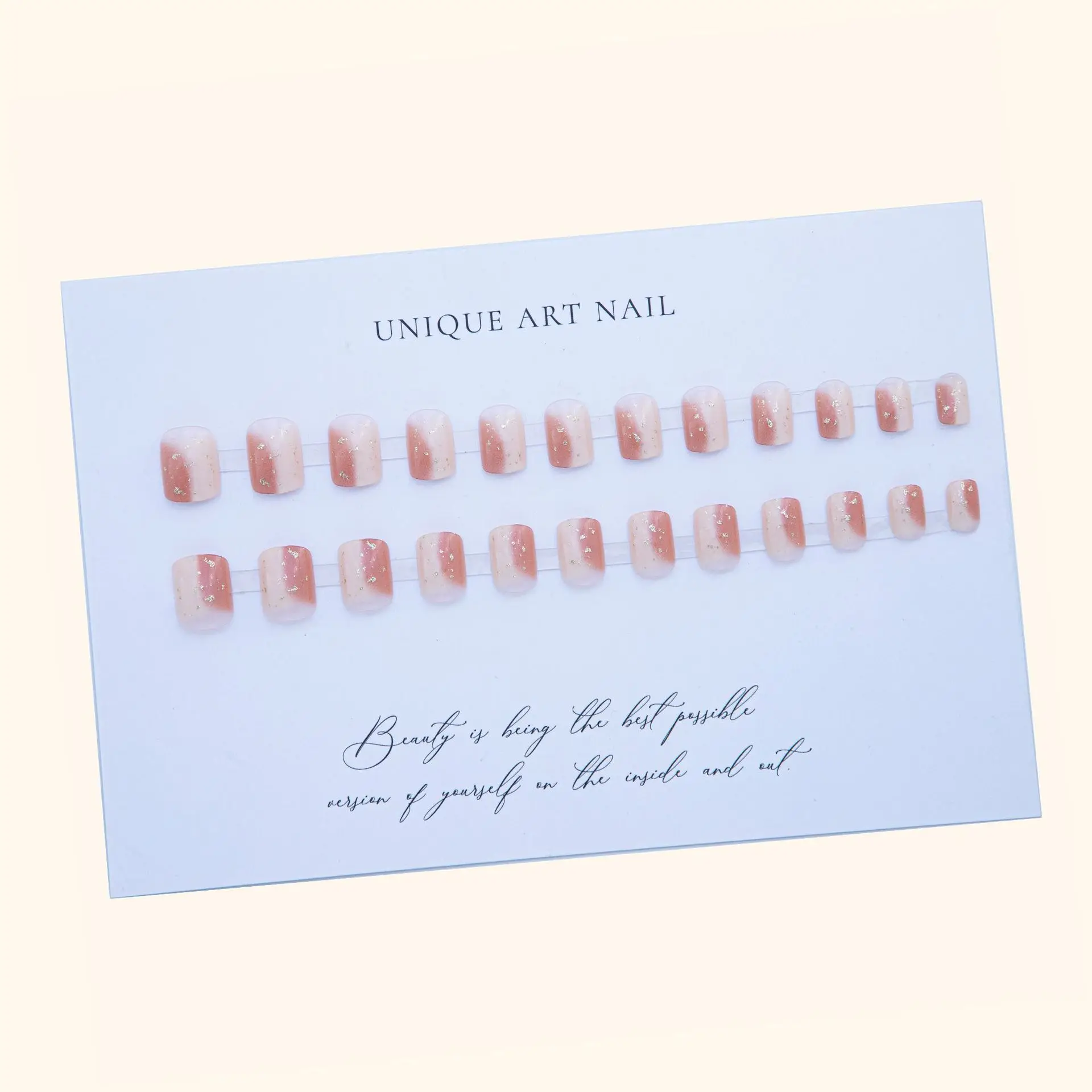 Short Women Nail Enhancement Gentle Nude Pink Double Combination Gradient Shining Pink Simple Wear Nail Enhancement Patch