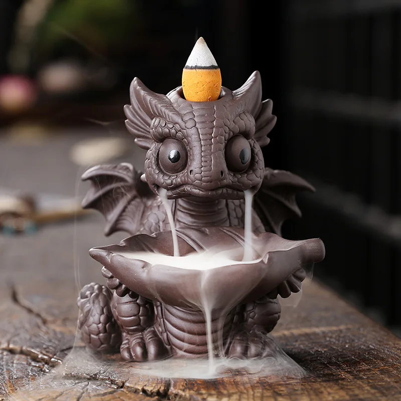 

Purple Sand Decoration Creative Dinosaur Baby Backflow Incense Burner Desktop Ornament