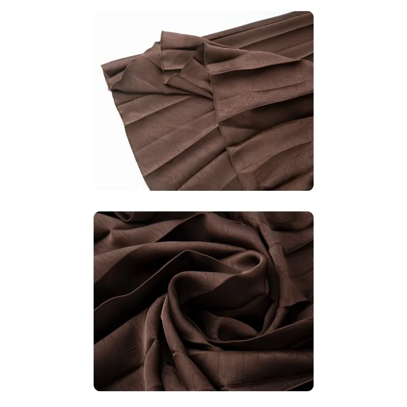 تنورة مياكي بطيات 2026 لربيع وخريف أنثى بلون سادة فضفاضة مقاس كبير Jupe عالية الخصر غطاء رقيق تنورة على شكل حرف a المنشعب #6