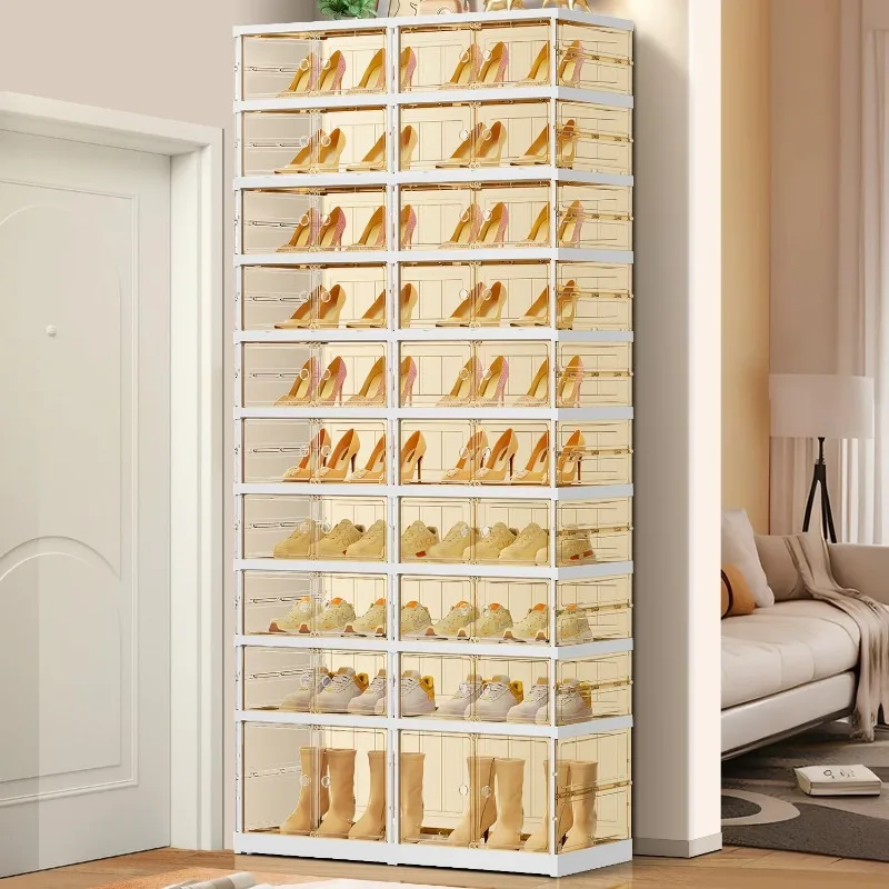 10 Tiers 20-40 Pairs Foldable  Boxes Large Storage Rack Collapsible Organizer For Closet Tall Shelf