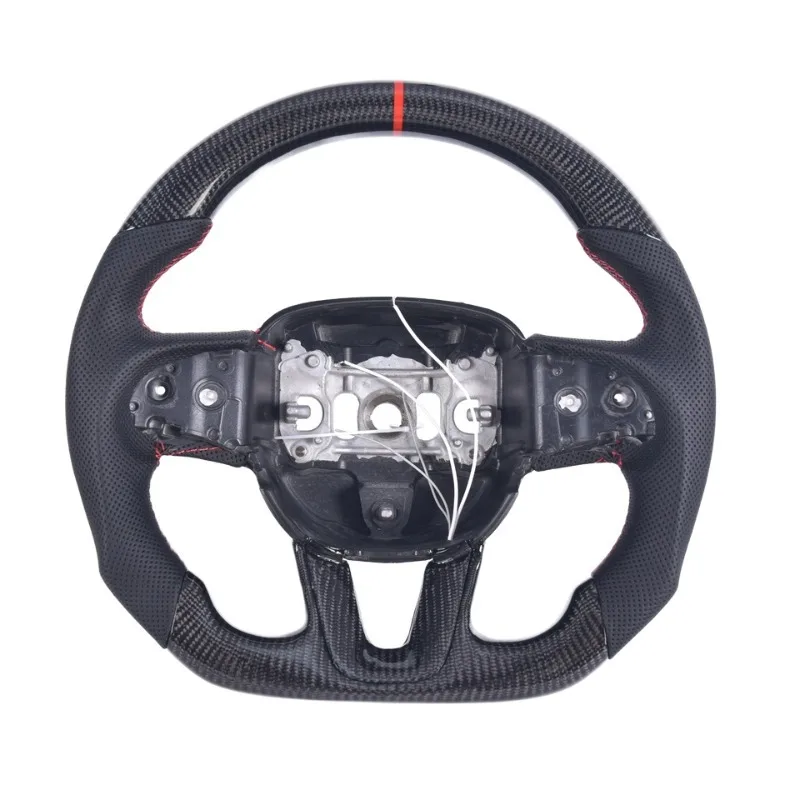 2026 Leather Grip Carbon Fiber Steering Wheel Suitable for Challenger Charger RT Durango SRT Hellcat Cherokee Trackhawk
